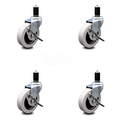 Service Caster 3 Inch Thermoplastic Wheel 1-1/2 Inch Expanding Stem Caster with Brakes, 4PK SCC-EX05S310-TPRS-SLB-112-4
